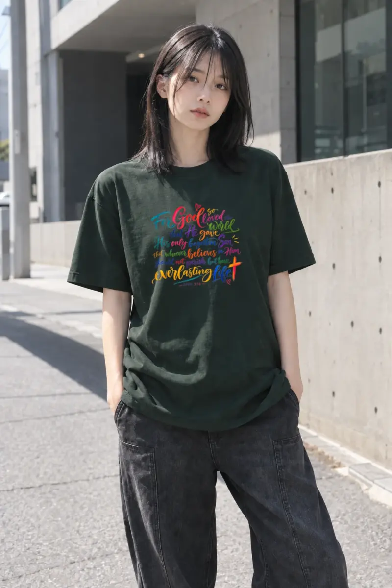 “John 3:16 Calligraphy” Heavyweight Unisex Crewneck T-shirt | Gildan 5000