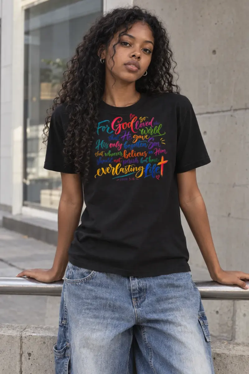 "John 3:16 Calligraphy" Heavyweight Unisex Crewneck T-shirt