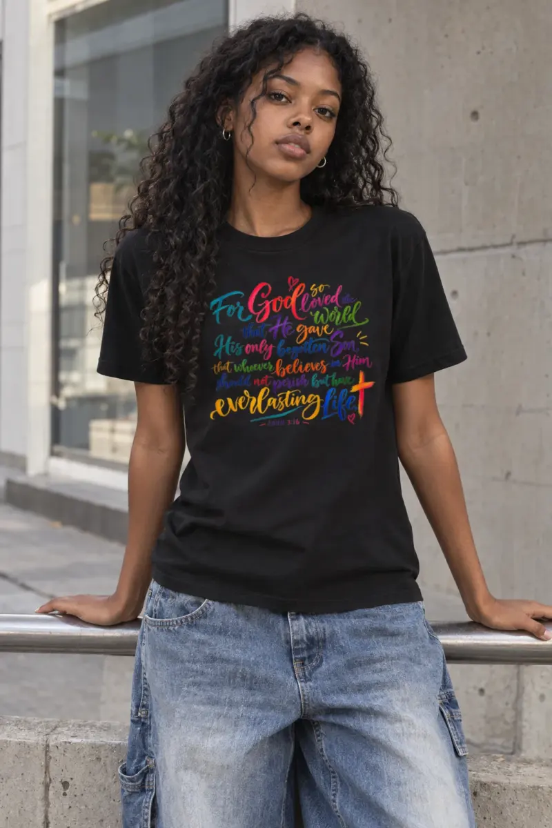 "John 3:16 Calligraphy" Heavyweight Unisex Crewneck T-shirt