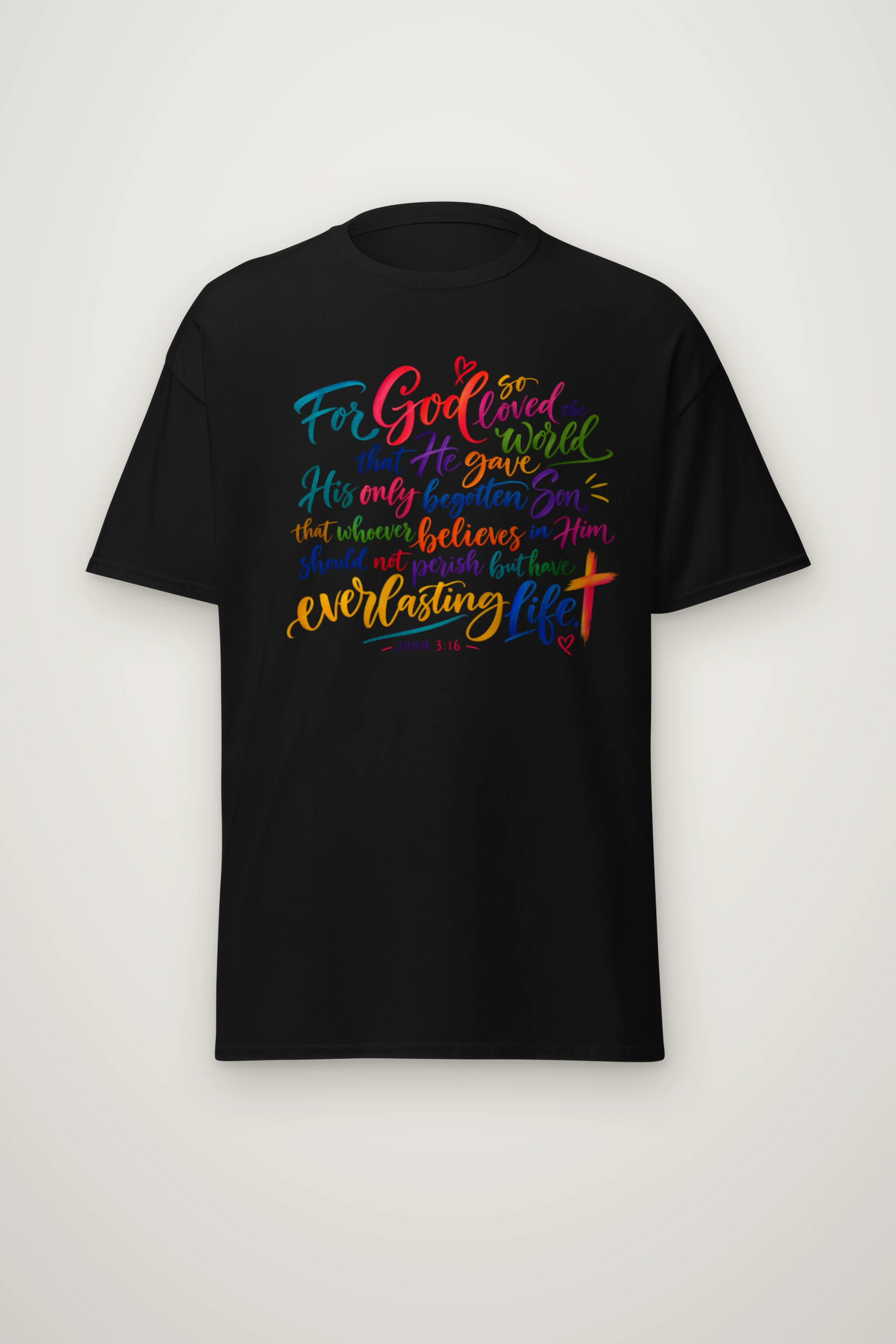 "John 3:16 Calligraphy" Heavyweight Unisex Crewneck T-shirt