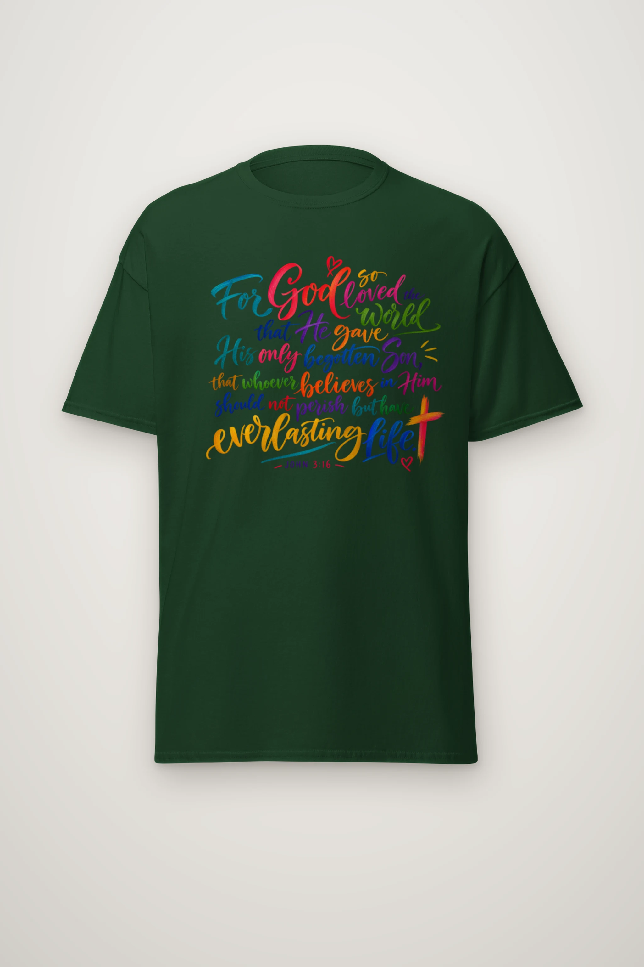 "John 3:16 Calligraphy" Heavyweight Unisex Crewneck T-shirt