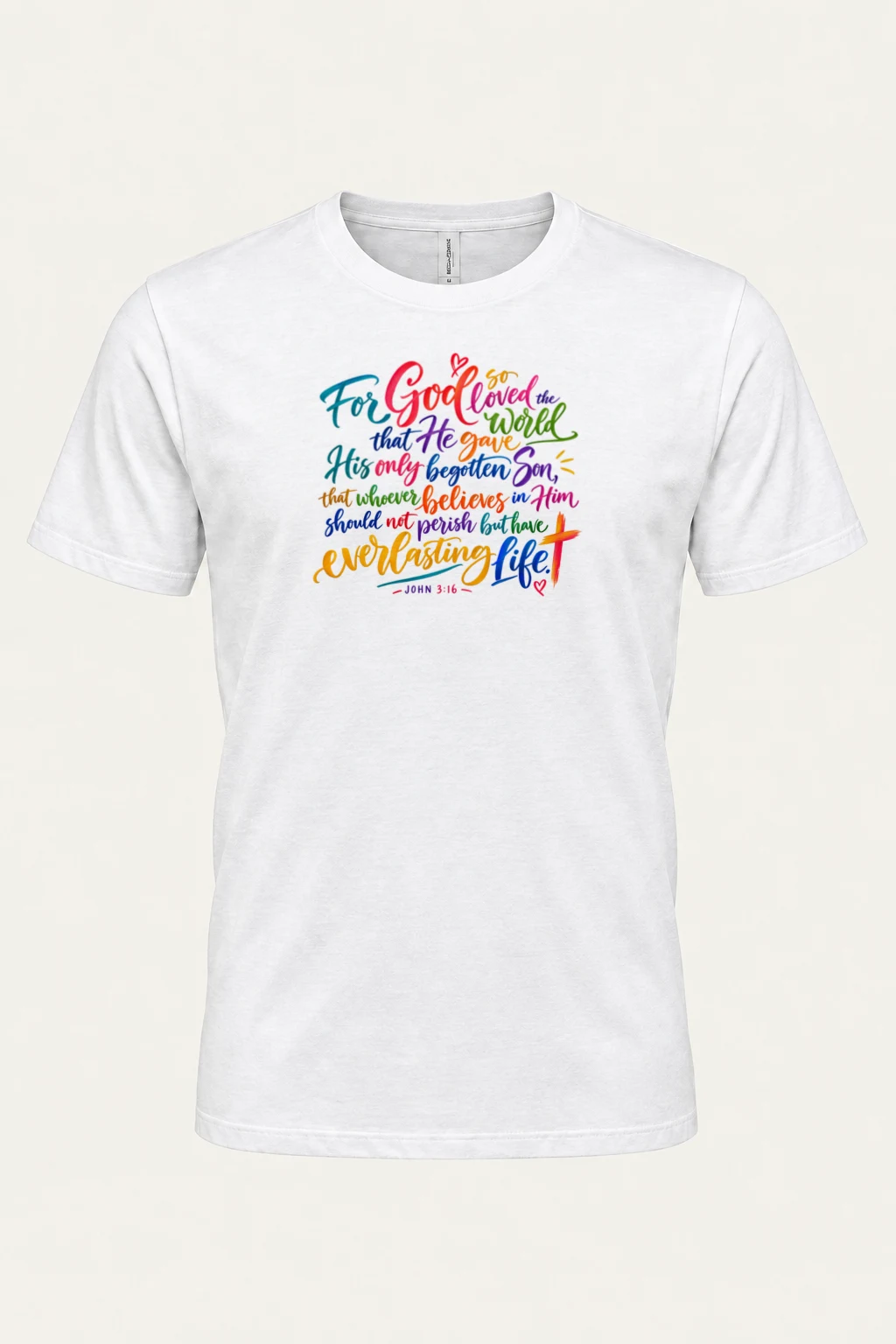 "John 3:16 Calligraphy" Heavyweight Unisex Crewneck T-shirt | Gildan 5000
