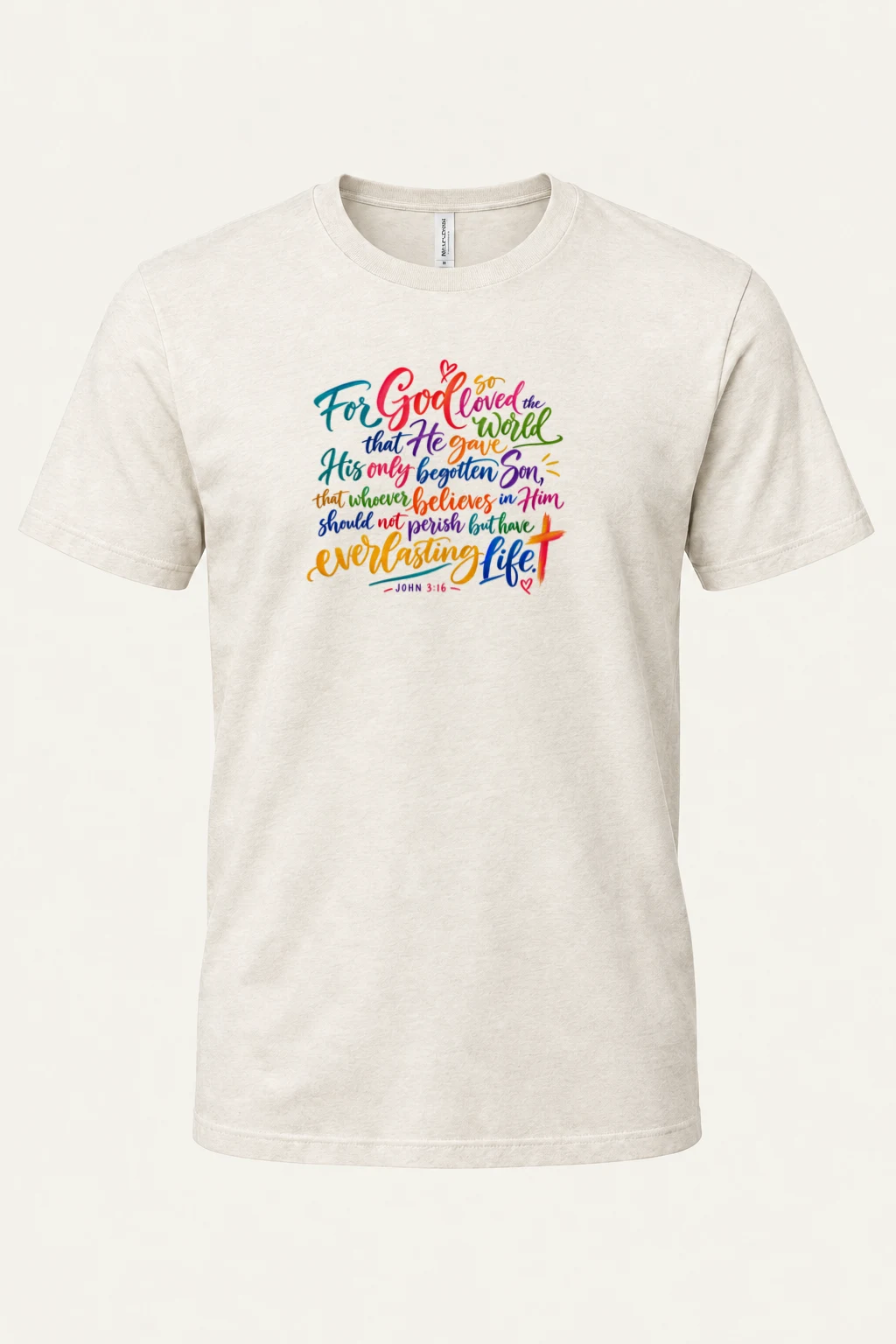 "John 3:16 Calligraphy" Heavyweight Unisex Crewneck T-shirt | Gildan 5000