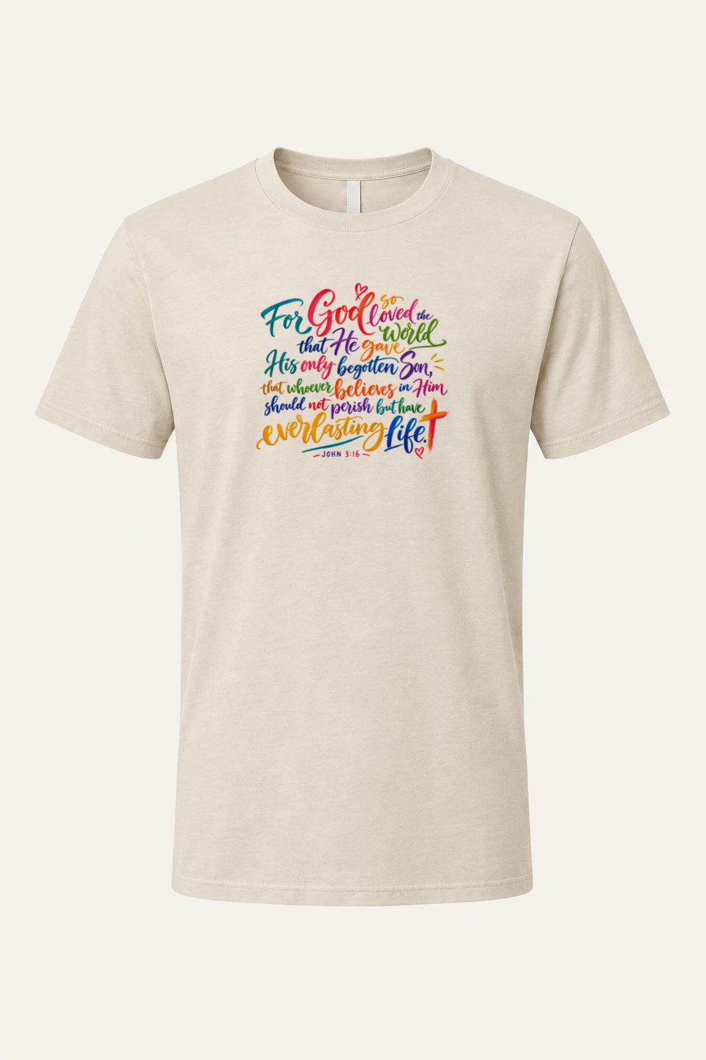 "John 3:16 Calligraphy" Heavyweight Unisex Crewneck T-shirt | Gildan 5000
