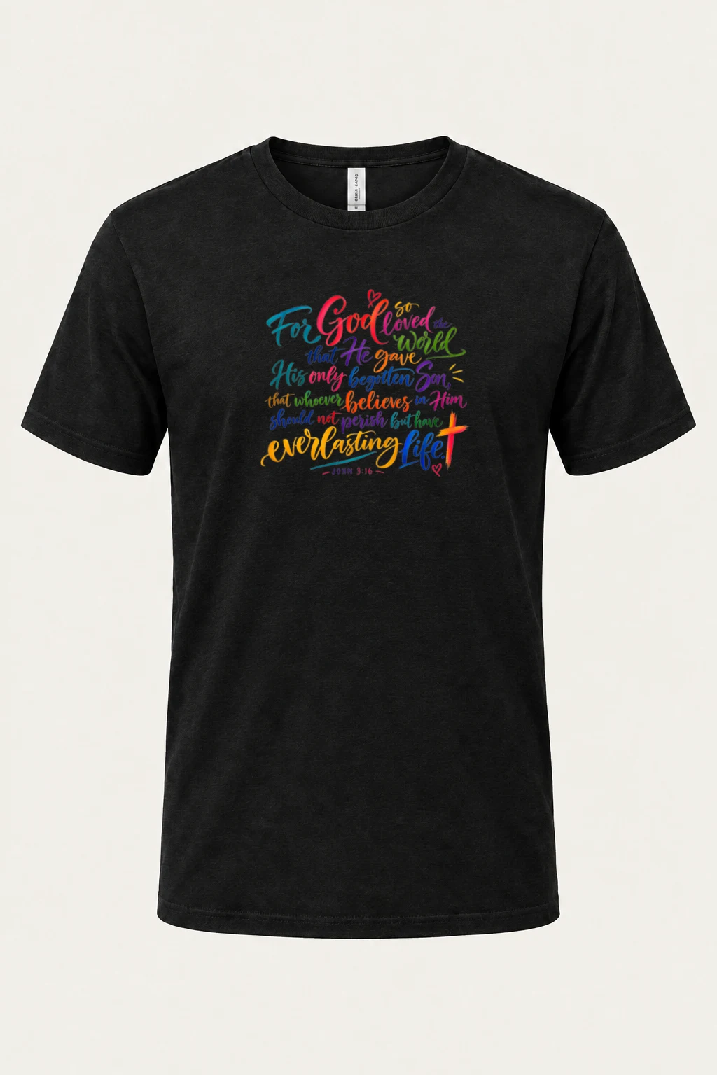 "John 3:16 Calligraphy" Heavyweight Unisex Crewneck T-shirt | Gildan 5000
