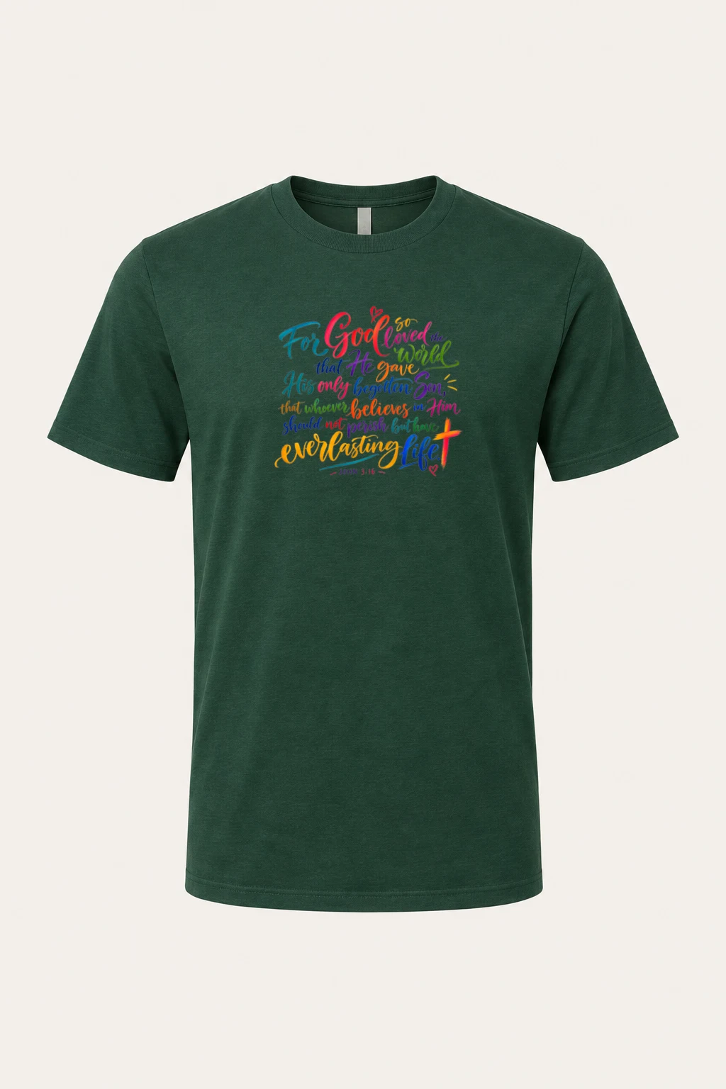 "John 3:16 Calligraphy" Heavyweight Unisex Crewneck T-shirt | Gildan 5000