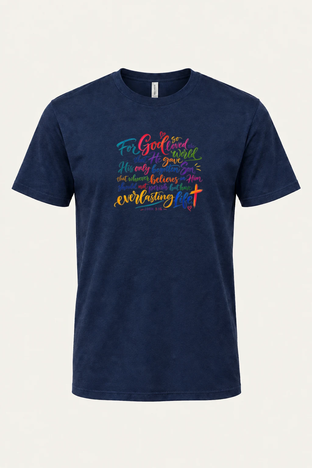 "John 3:16 Calligraphy" Heavyweight Unisex Crewneck T-shirt | Gildan 5000