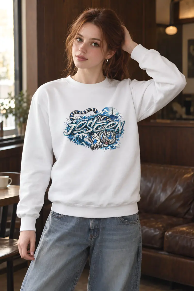 "Joseon Night Tiger" Heavy Blend Unisex Crewneck Sweatshirt
