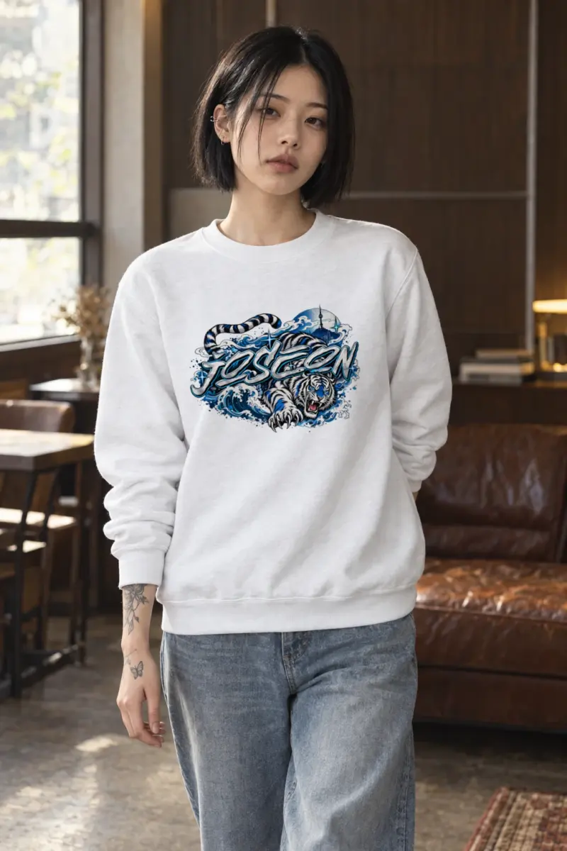 "Joseon Night Tiger" Heavy Blend Unisex Crewneck Sweatshirt
