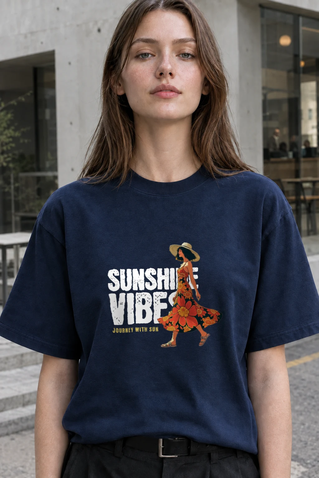 "Journey With Sun" Heavyweight Unisex Crewneck T-shirt | Gildan 5000