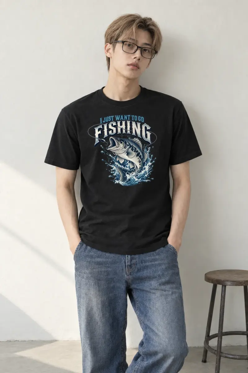 "Jumping Bass" Heavyweight Unisex Crewneck T-shirt | Gildan 5000