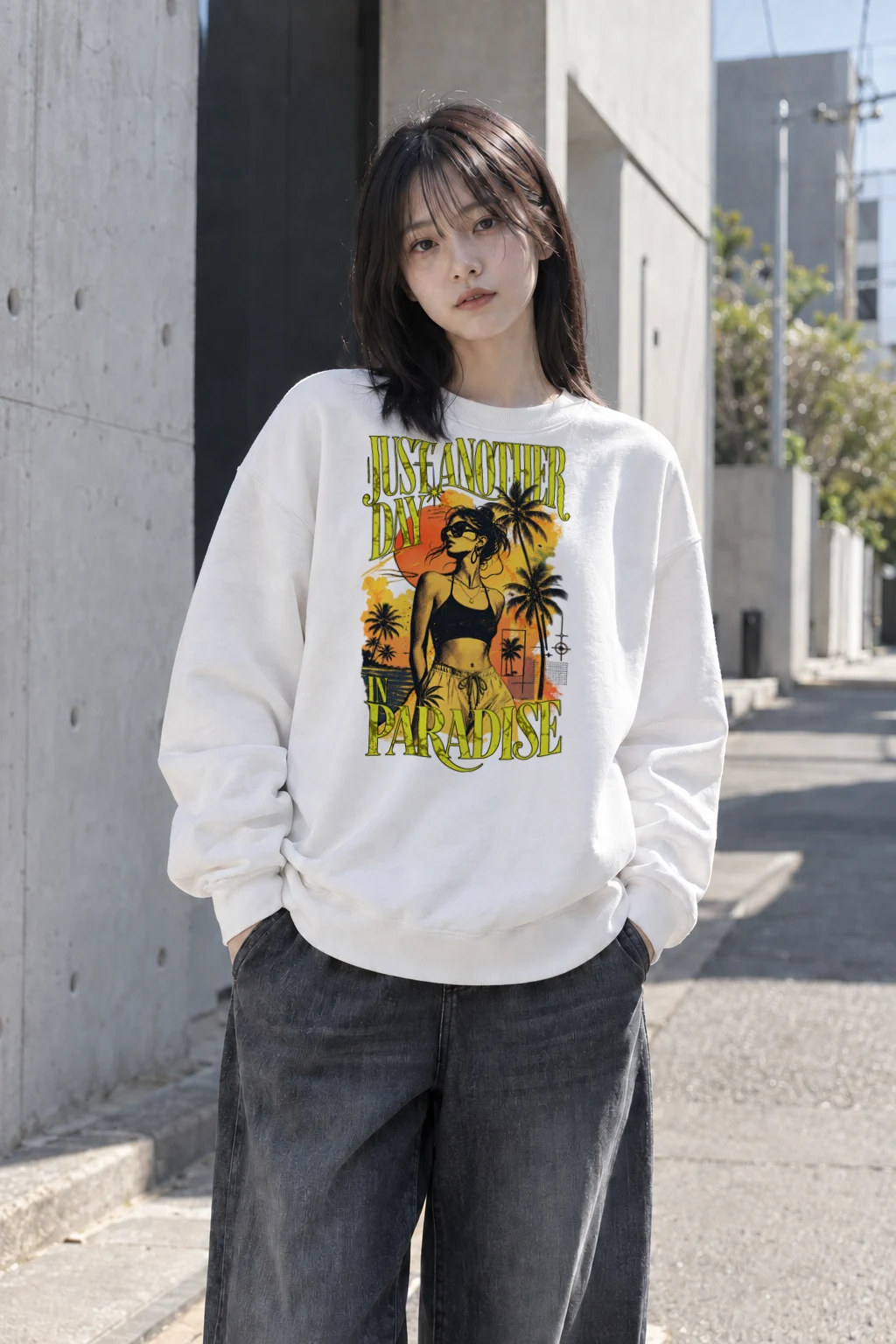 "Just Another Day In Paradise" Heavy Blend Unisex Crewneck Sweatshirt | Gildan 18000