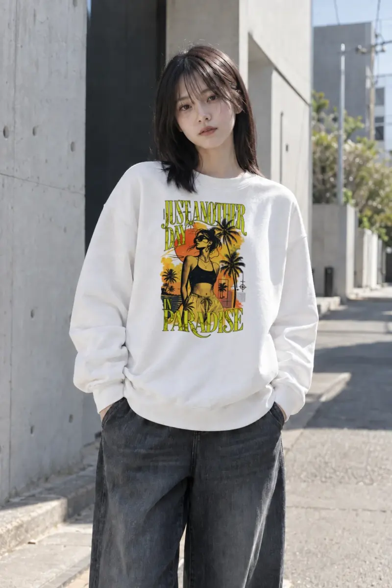 "Just Another Day In Paradise" Heavy Blend Unisex Crewneck Sweatshirt | Gildan 18000