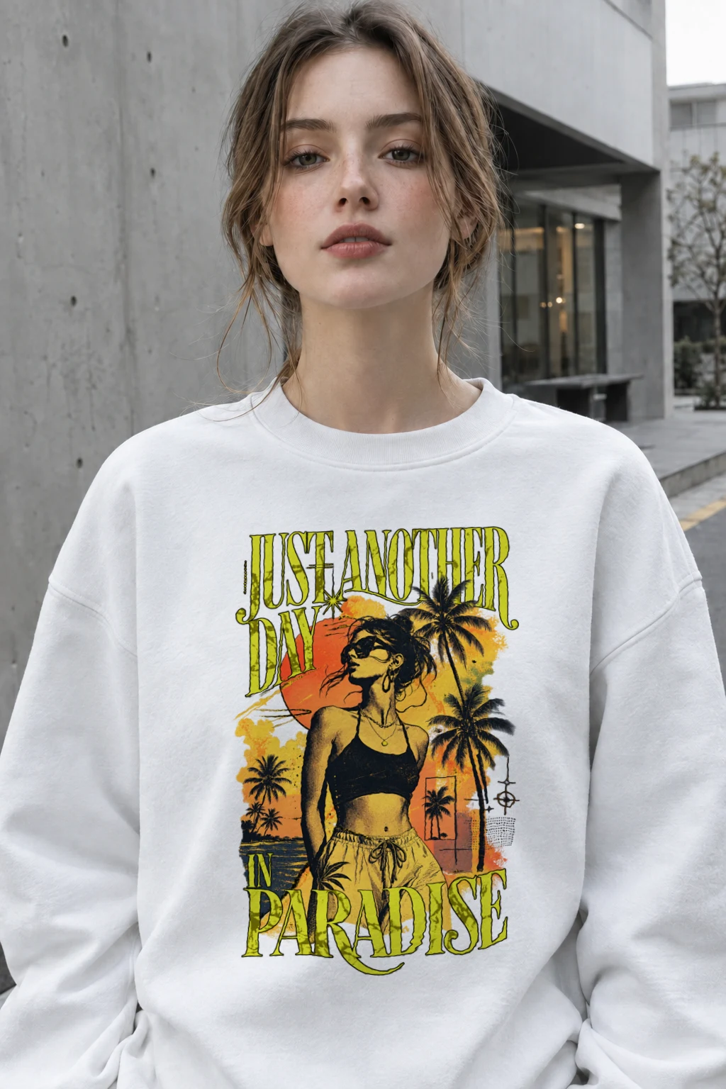 "Just Another Day In Paradise" Heavy Blend Unisex Crewneck Sweatshirt | Gildan 18000