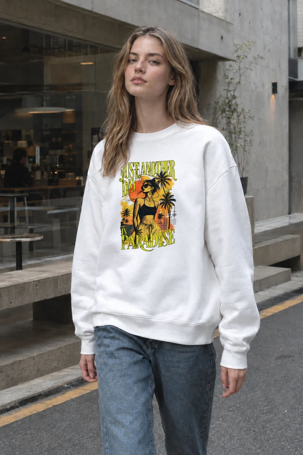 "Just Another Day In Paradise" Heavy Blend Unisex Crewneck Sweatshirt | Gildan 18000