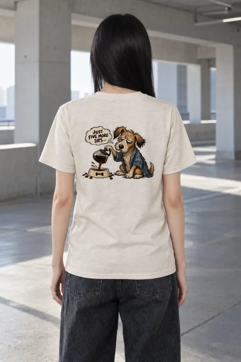 "Just Five More Sips" Heavyweight Unisex Crewneck T-shirt | Gildan 5000