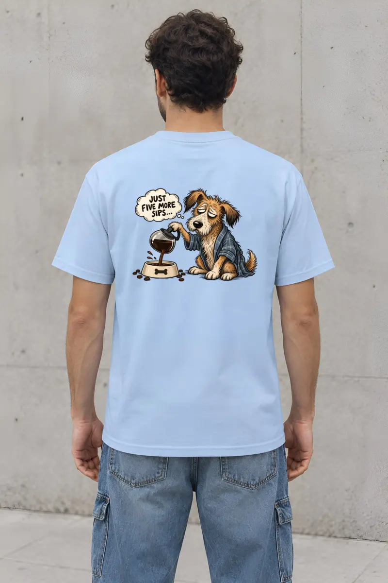 "Just Five More Sips" Heavyweight Unisex Crewneck T-shirt