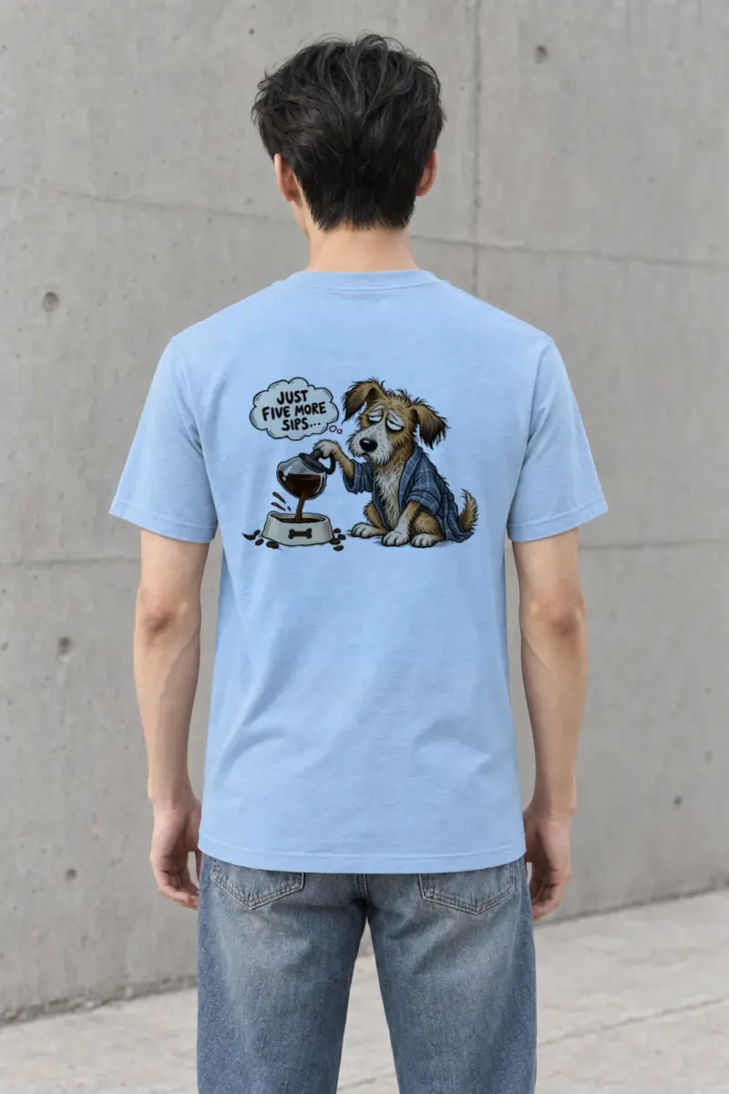 "Just Five More Sips" Heavyweight Unisex Crewneck T-shirt