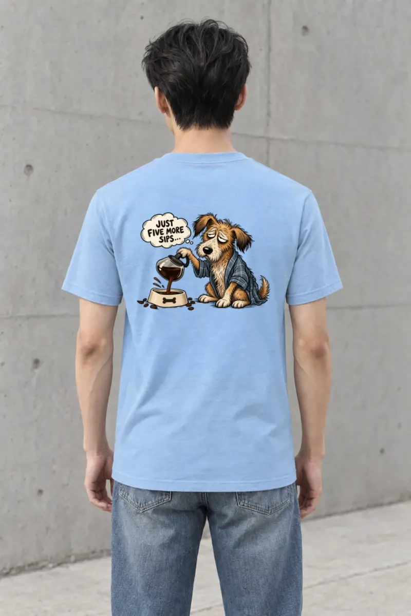 "Just Five More Sips" Heavyweight Unisex Crewneck T-shirt