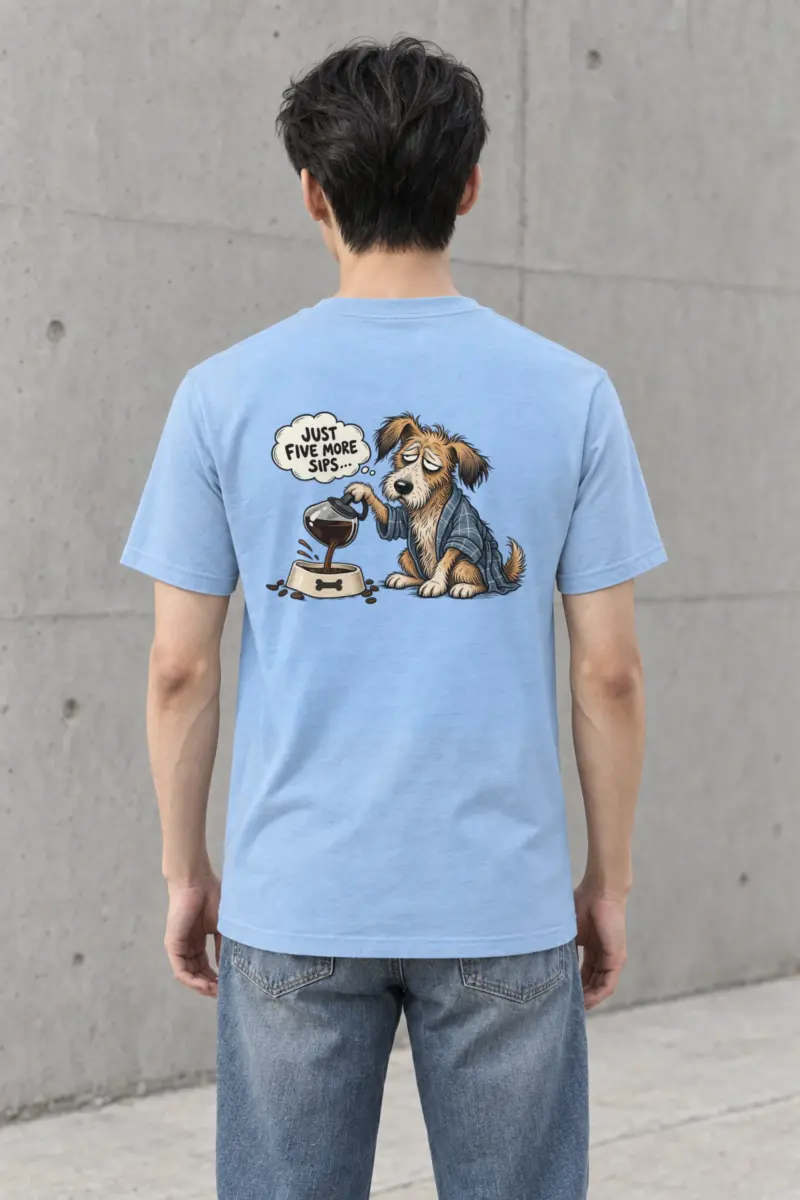 "Just Five More Sips" Heavyweight Unisex Crewneck T-shirt