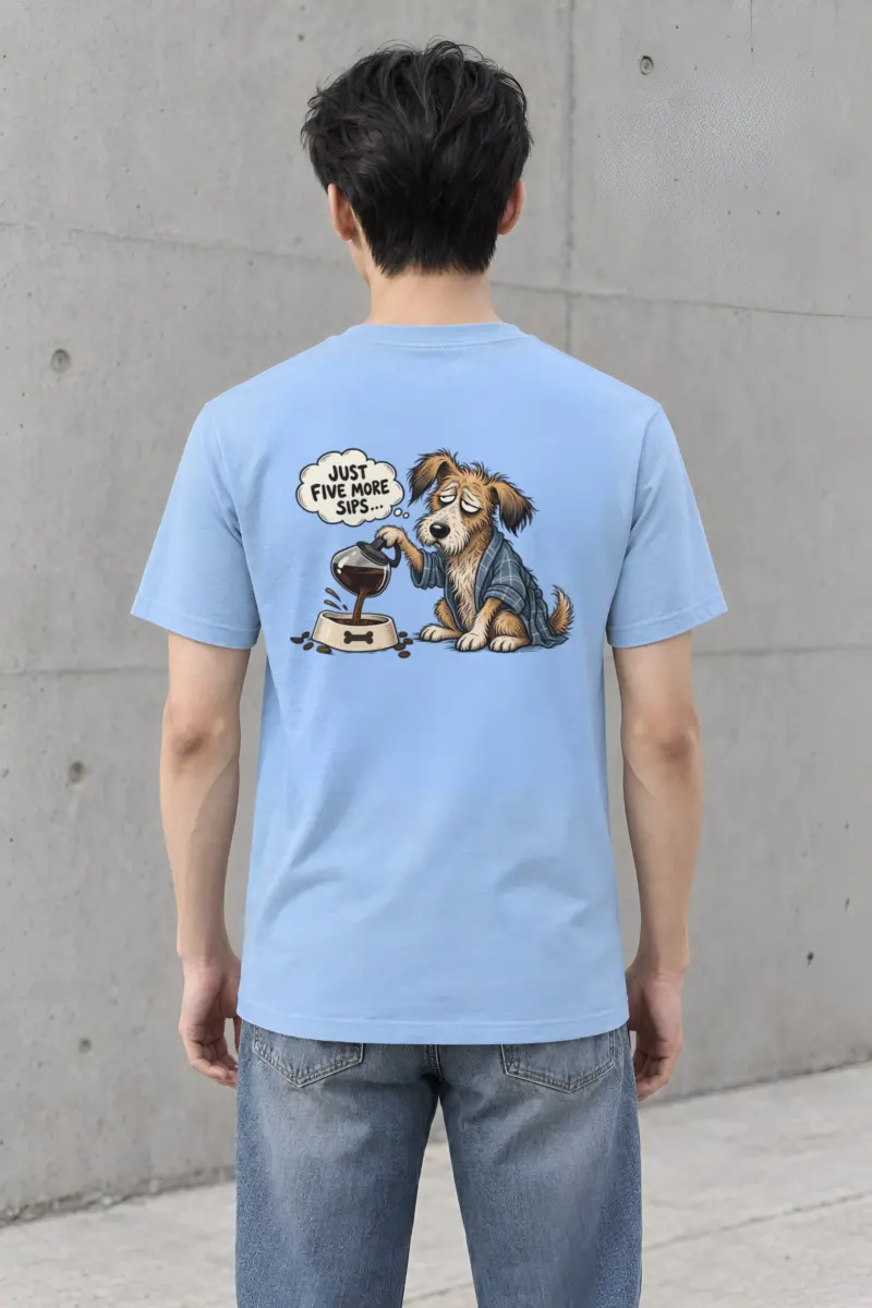 "Just Five More Sips" Heavyweight Unisex Crewneck T-shirt