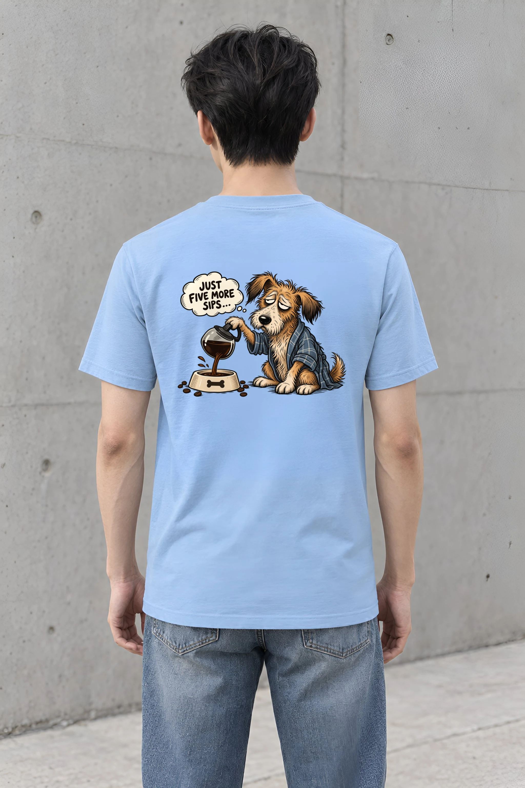 "Just Five More Sips" Heavyweight Unisex Crewneck T-shirt