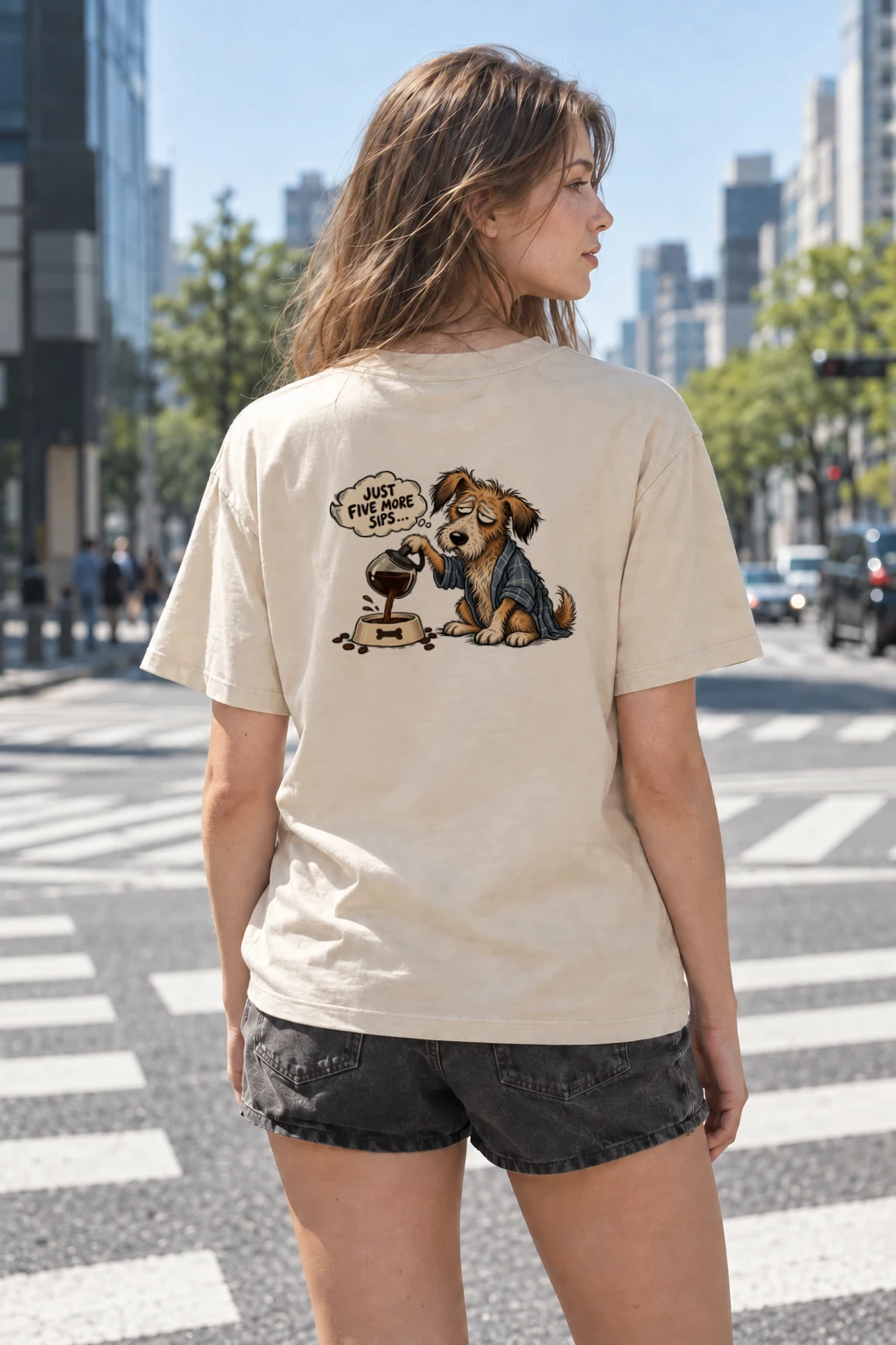 "Just Five More Sips" Heavyweight Unisex Crewneck T-shirt | Gildan 5000