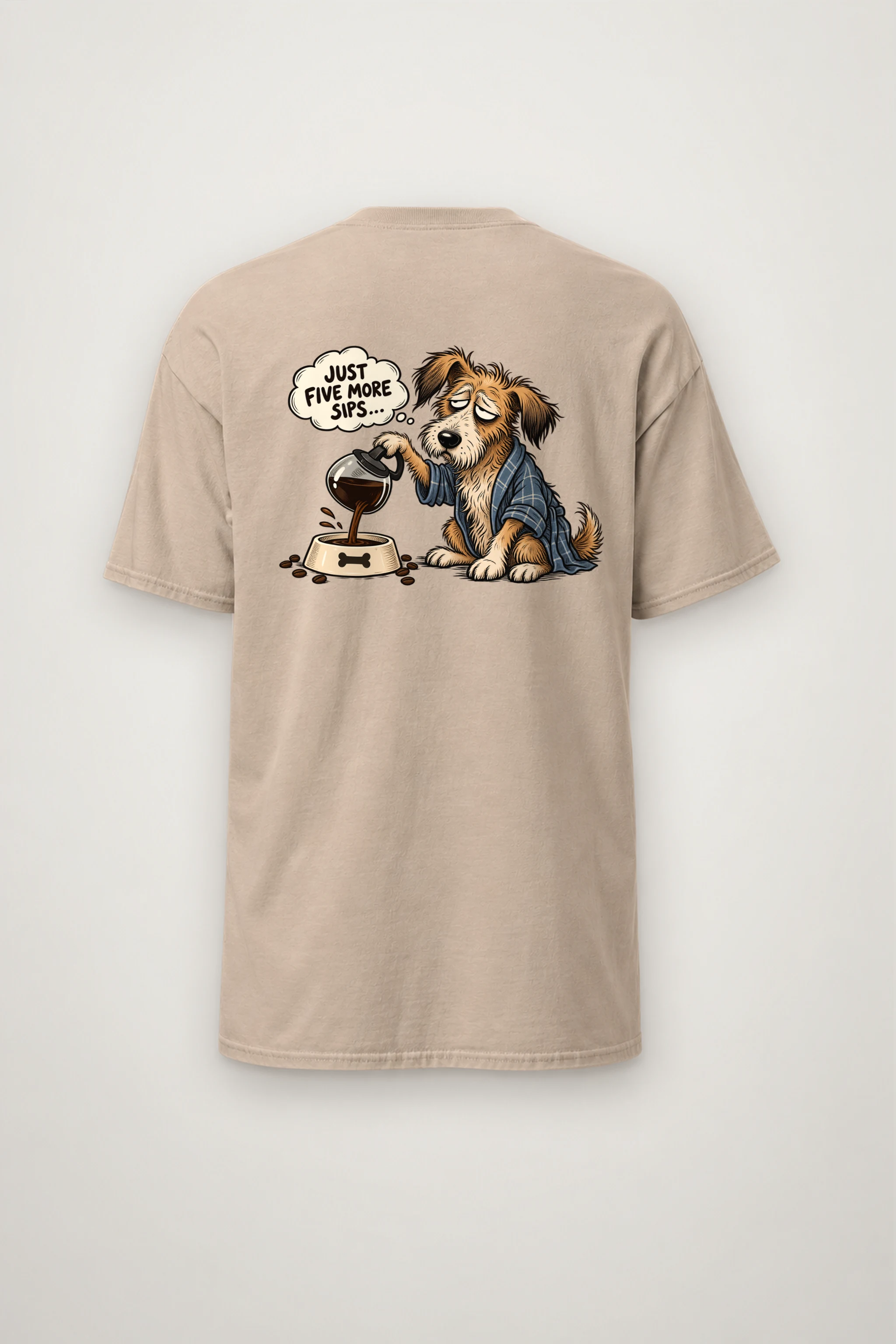 "Just Five More Sips" Heavyweight Unisex Crewneck T-shirt