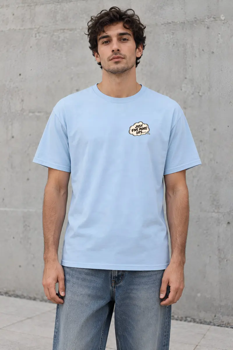 "Just Five More Sips" Heavyweight Unisex Crewneck T-shirt