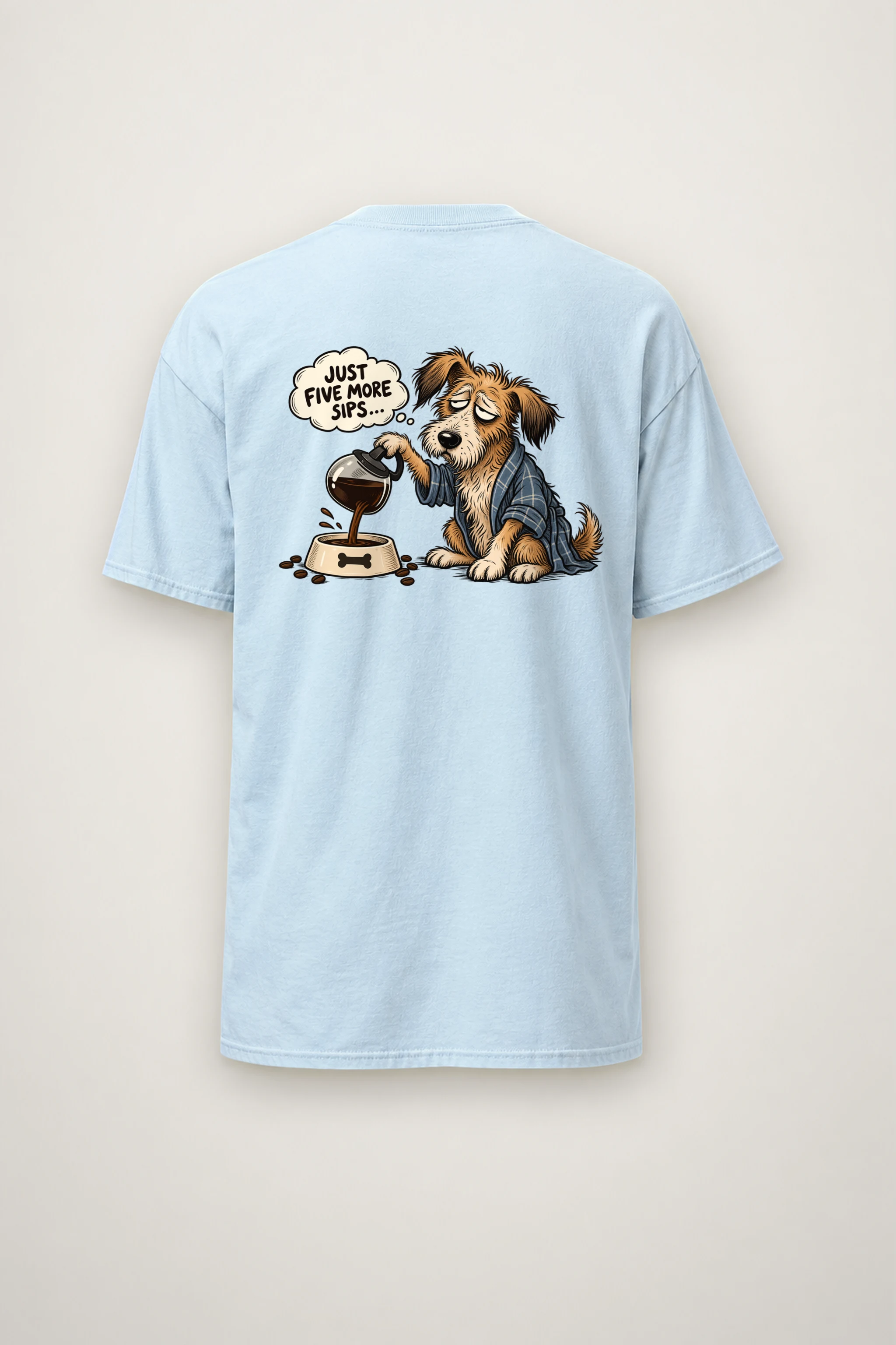 "Just Five More Sips" Heavyweight Unisex Crewneck T-shirt
