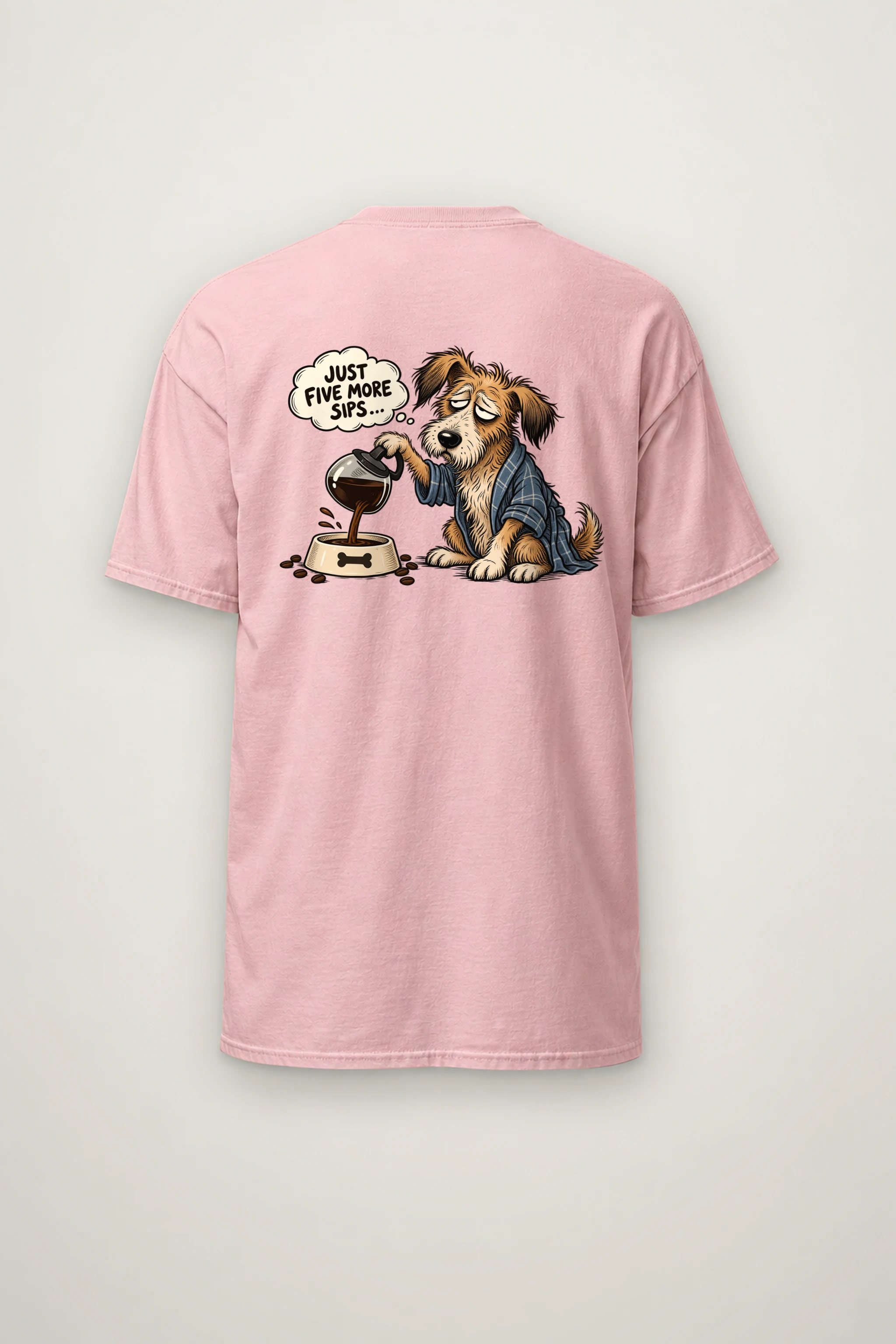 "Just Five More Sips" Heavyweight Unisex Crewneck T-shirt