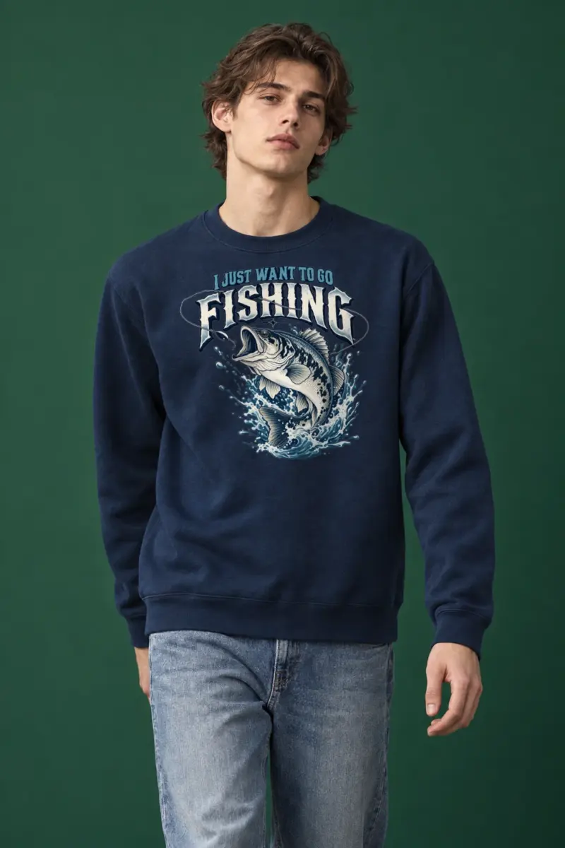 "Just Go Fishing" Heavy Blend Unisex Crewneck Sweatshirt