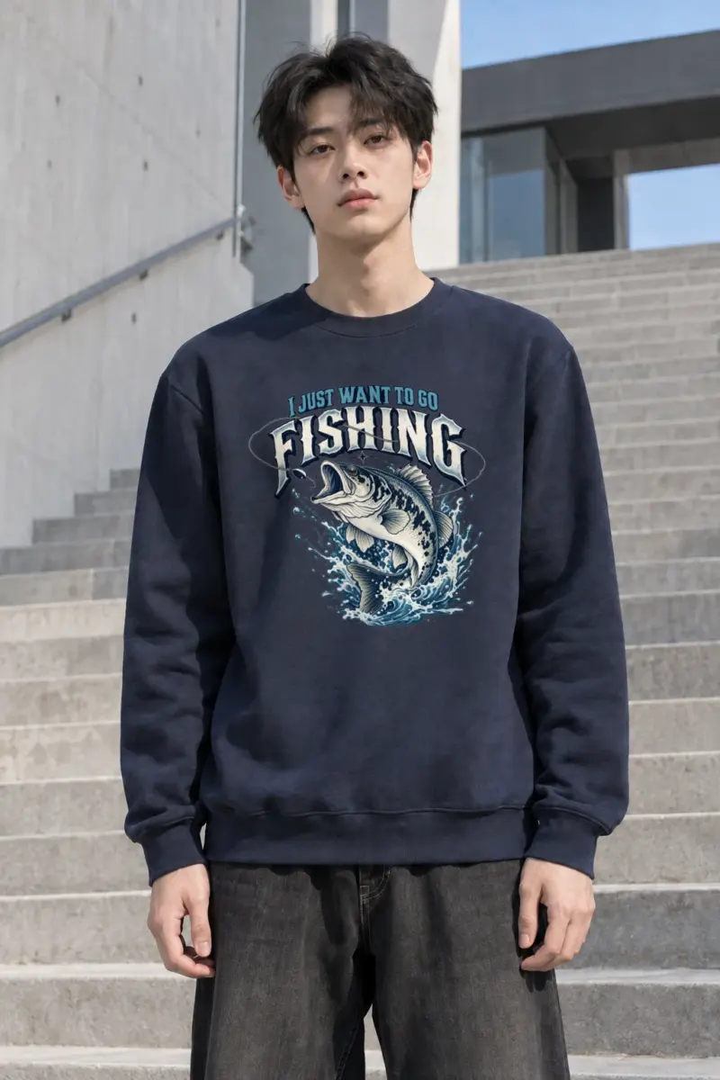 "Just Go Fishing" Heavy Blend Unisex Crewneck Sweatshirt | Gildan 18000