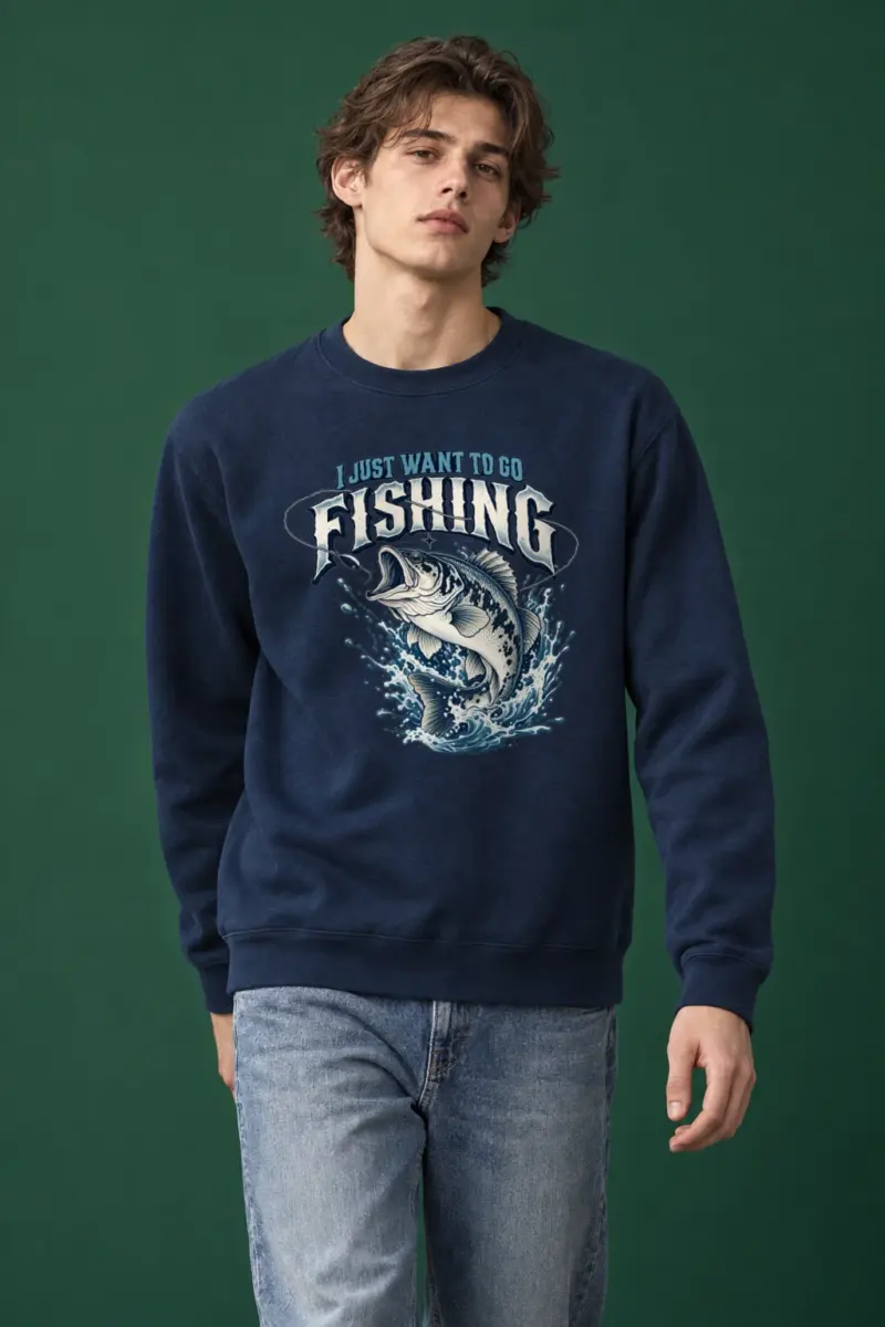 "Just Go Fishing" Heavy Blend Unisex Crewneck Sweatshirt
