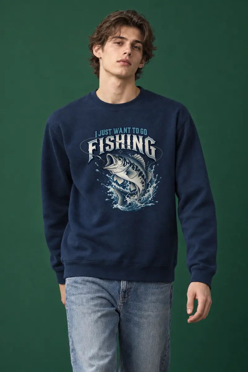 "Just Go Fishing" Heavy Blend Unisex Crewneck Sweatshirt
