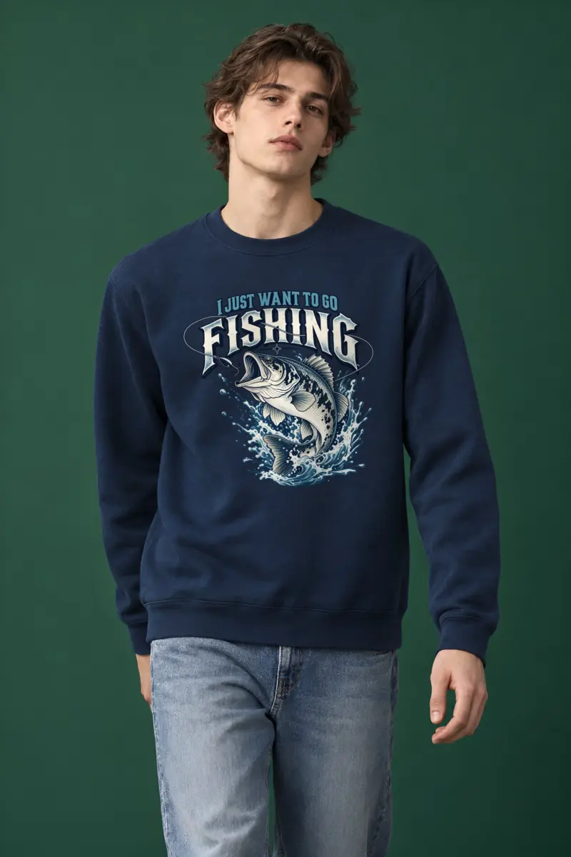 "Just Go Fishing" Heavy Blend Unisex Crewneck Sweatshirt