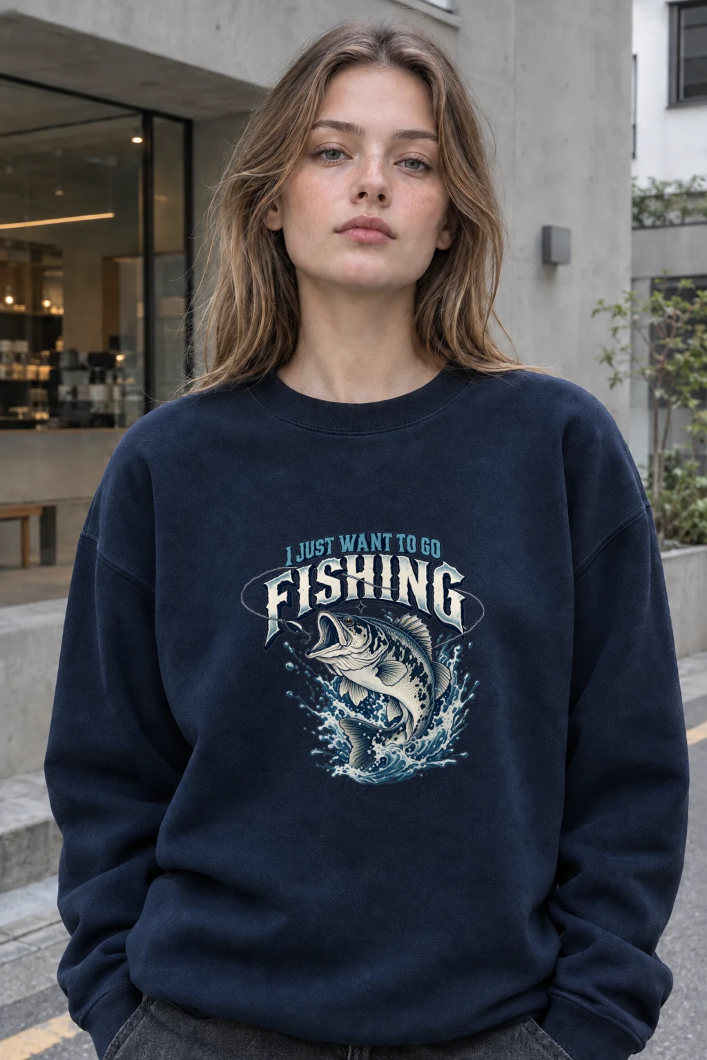 "Just Go Fishing" Heavy Blend Unisex Crewneck Sweatshirt | Gildan 18000