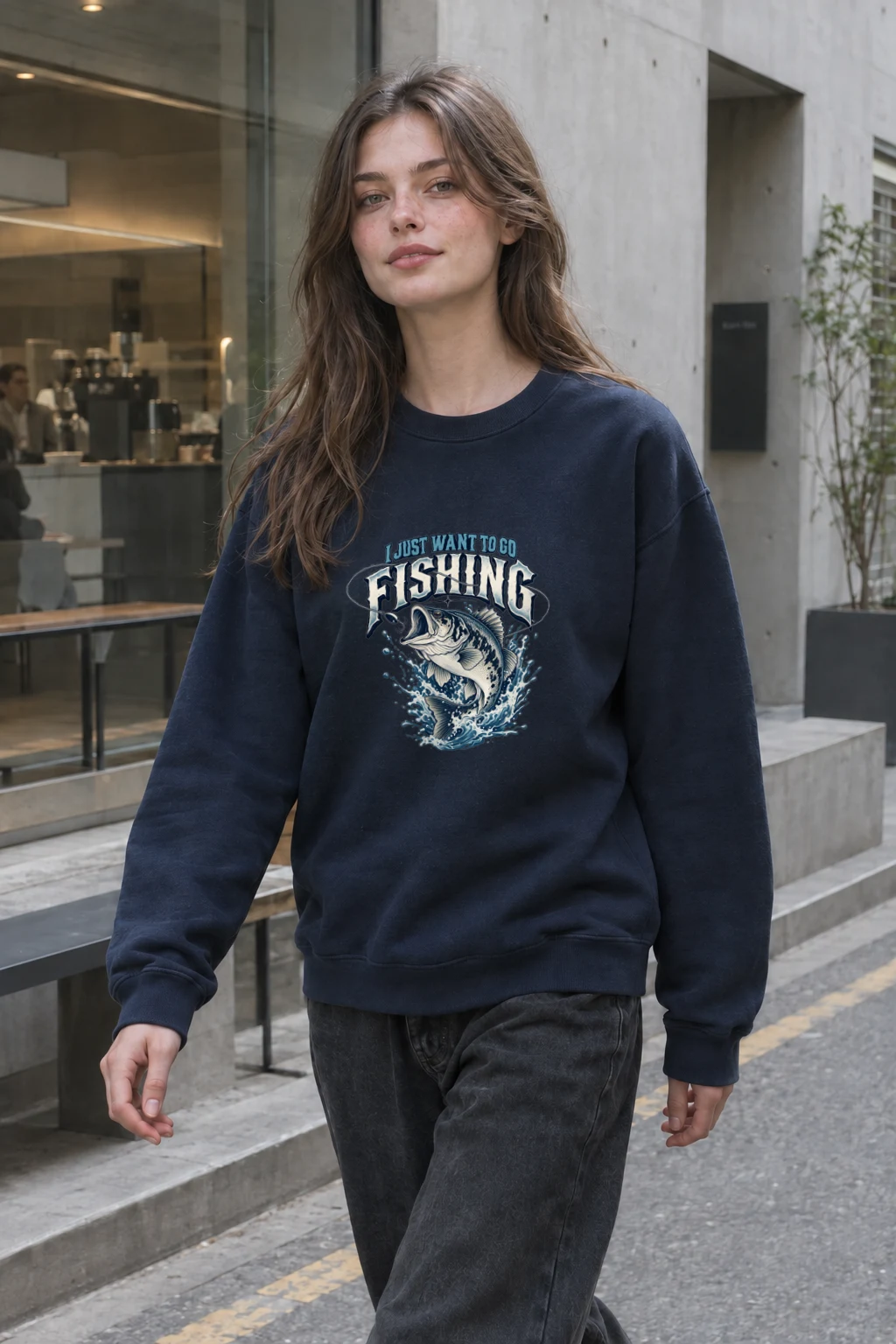 "Just Go Fishing" Heavy Blend Unisex Crewneck Sweatshirt | Gildan 18000