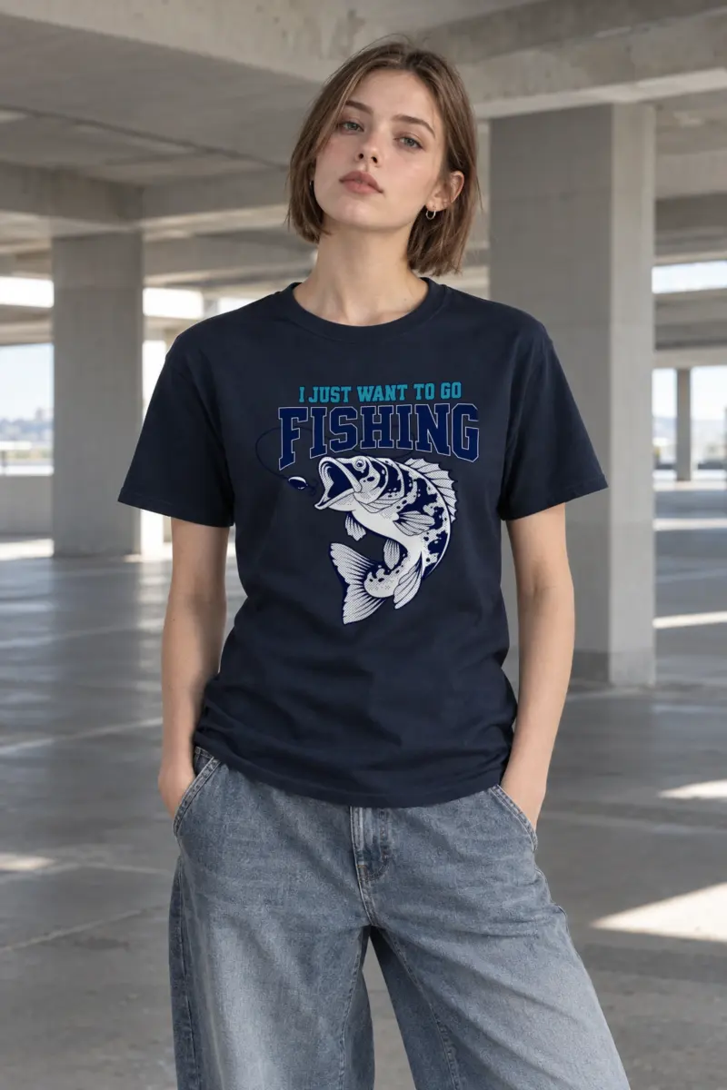 "Just Go Fishing" Heavyweight Unisex Crewneck T-shirt
