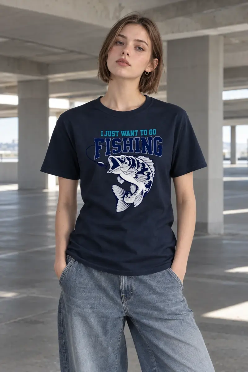 "Just Go Fishing" Heavyweight Unisex Crewneck T-shirt