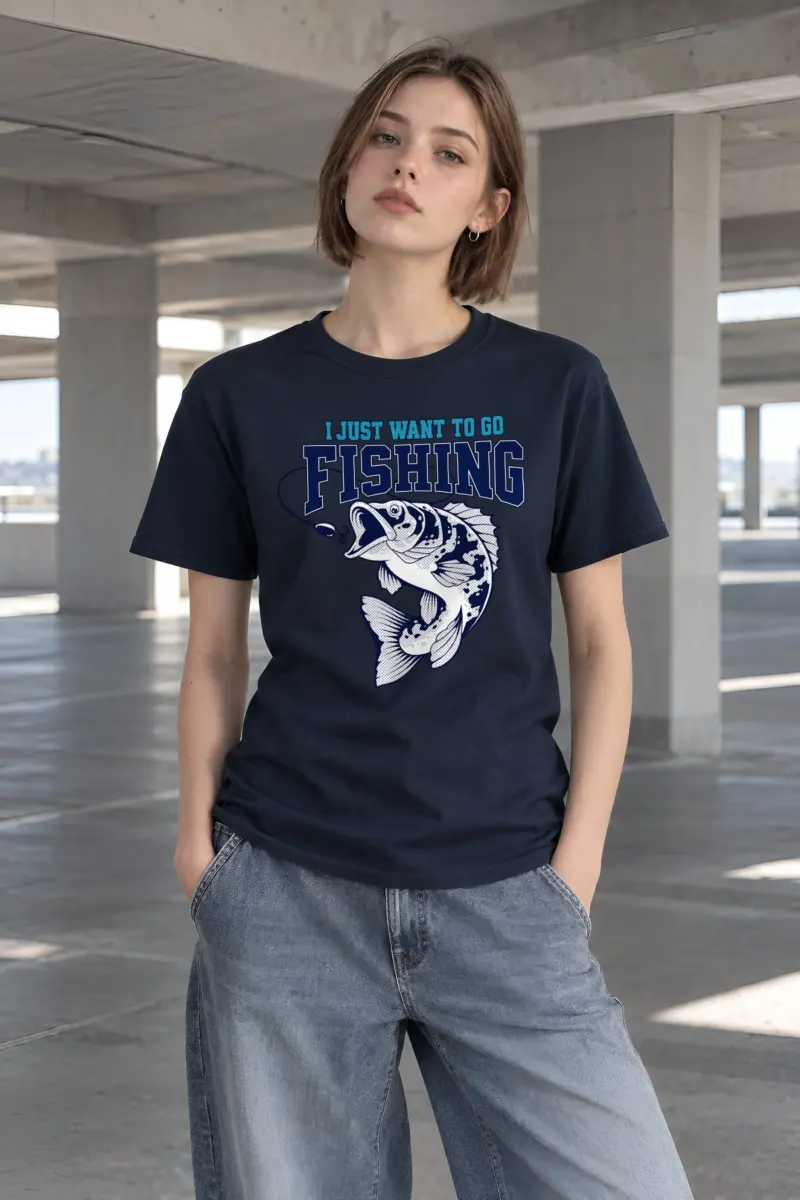 "Just Go Fishing" Heavyweight Unisex Crewneck T-shirt
