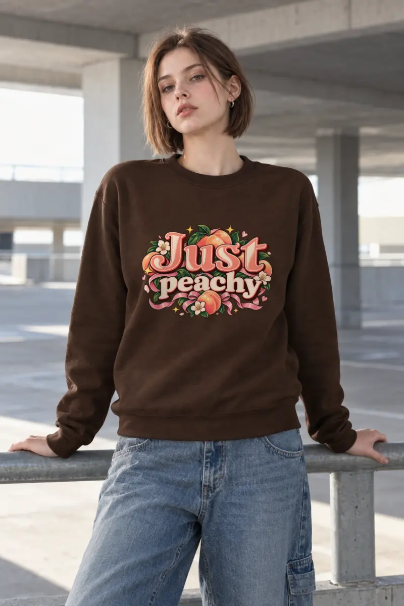 "Peach Ribbon Script" Heavy Blend Unisex Crewneck Sweatshirt