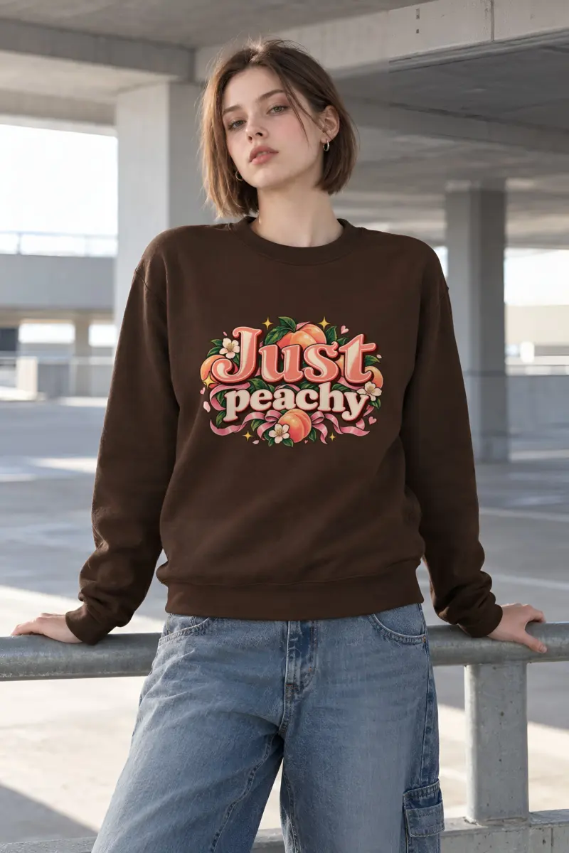 "Peach Ribbon Script" Heavy Blend Unisex Crewneck Sweatshirt