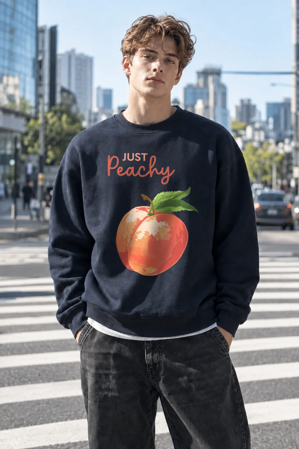 "Just Peachy" Heavy Blend Unisex Crewneck Sweatshirt | Gildan 18000