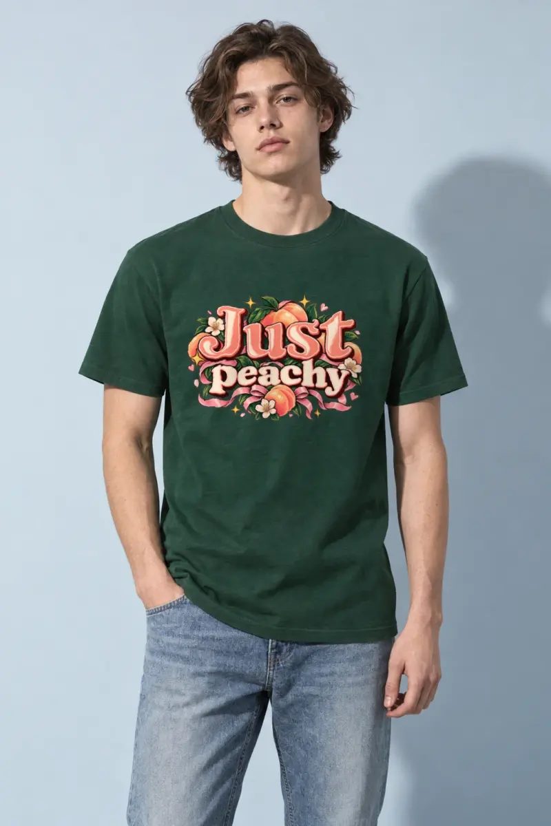 "Peach Ribbon Script" Heavyweight Unisex Crewneck T-shirt