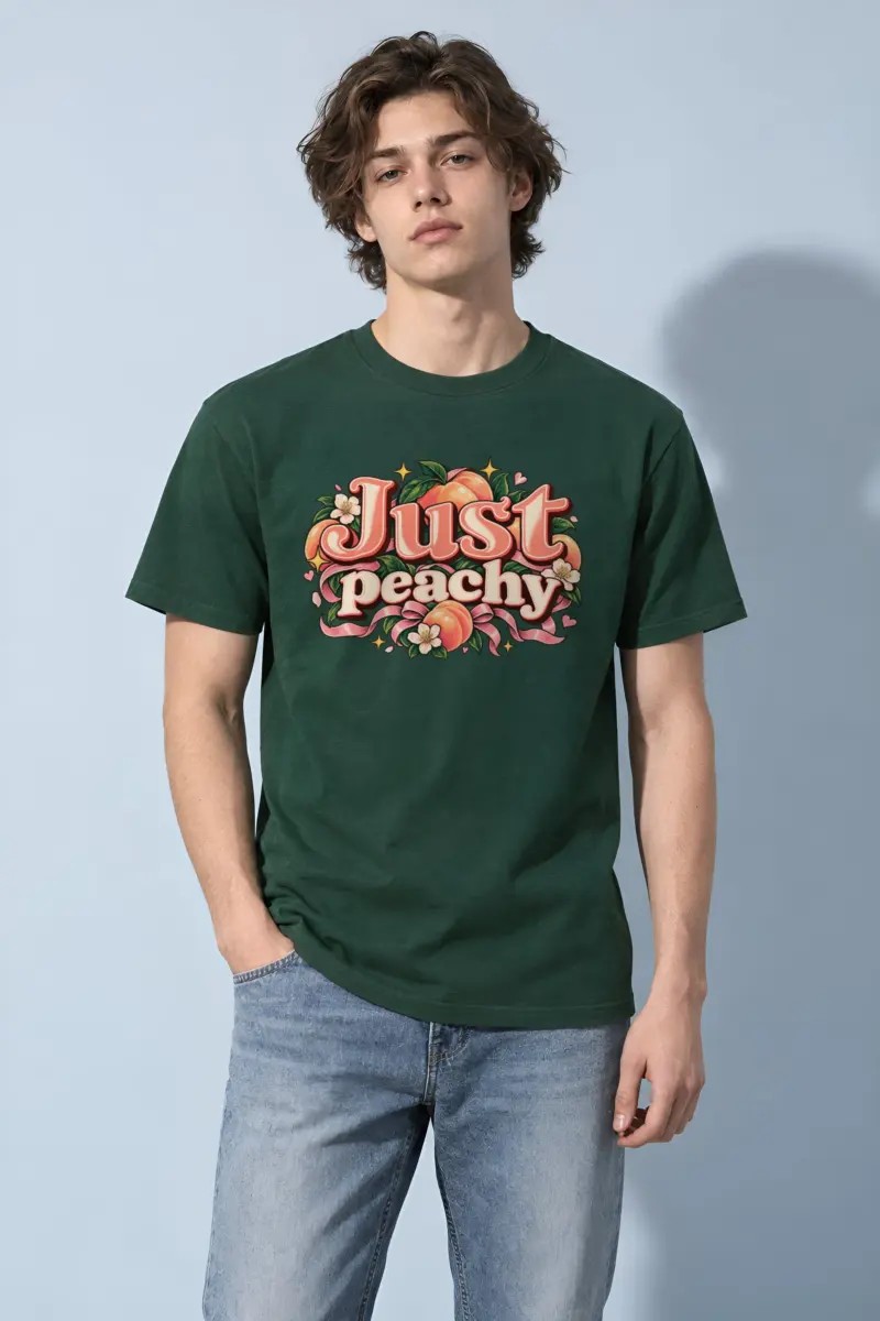 "Peach Ribbon Script" Heavyweight Unisex Crewneck T-shirt