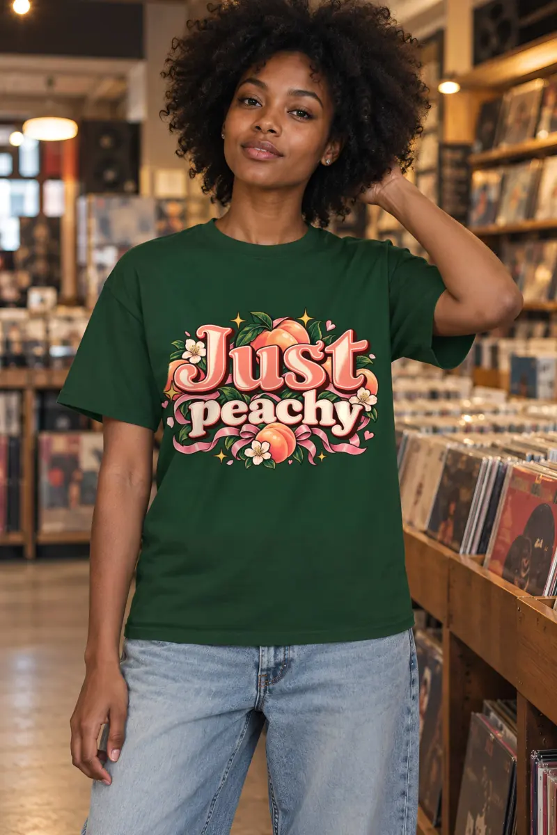 "Peach Ribbon Script" Heavyweight Unisex Crewneck T-shirt