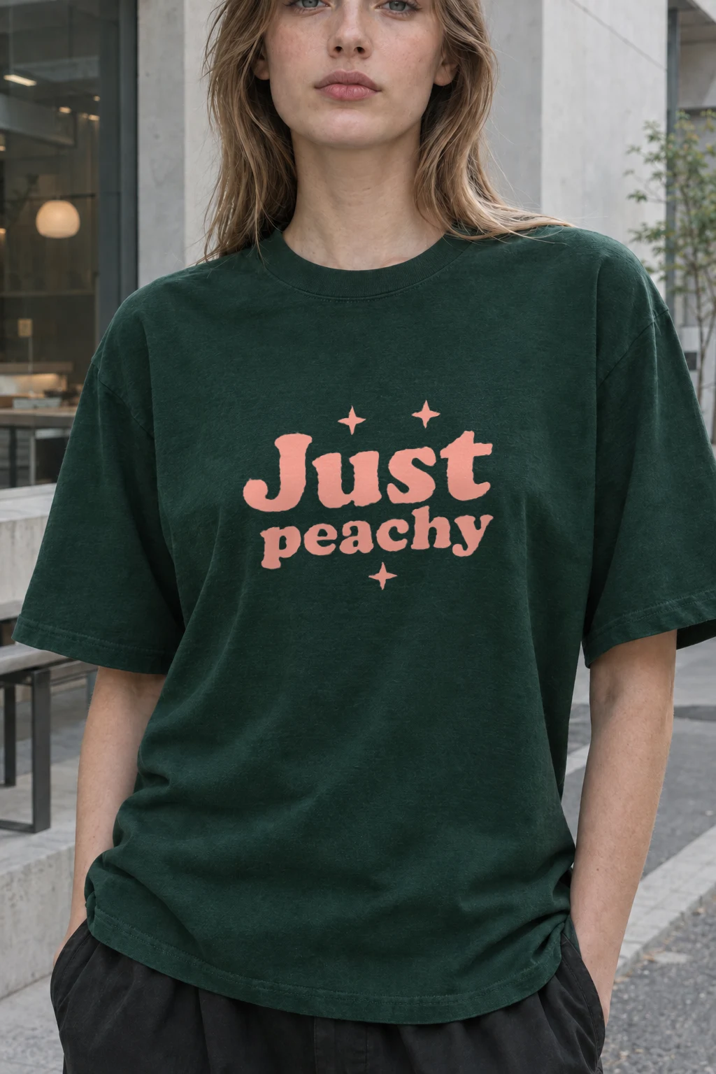 "Just Peachy" Heavyweight Unisex Crewneck T-shirt | Gildan 5000