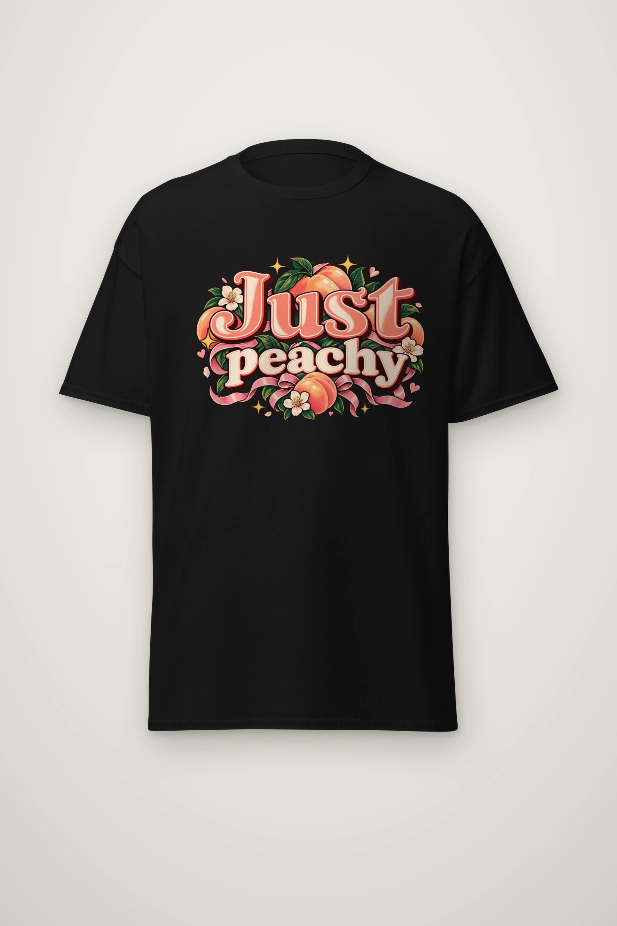 "Peach Ribbon Script" Heavyweight Unisex Crewneck T-shirt