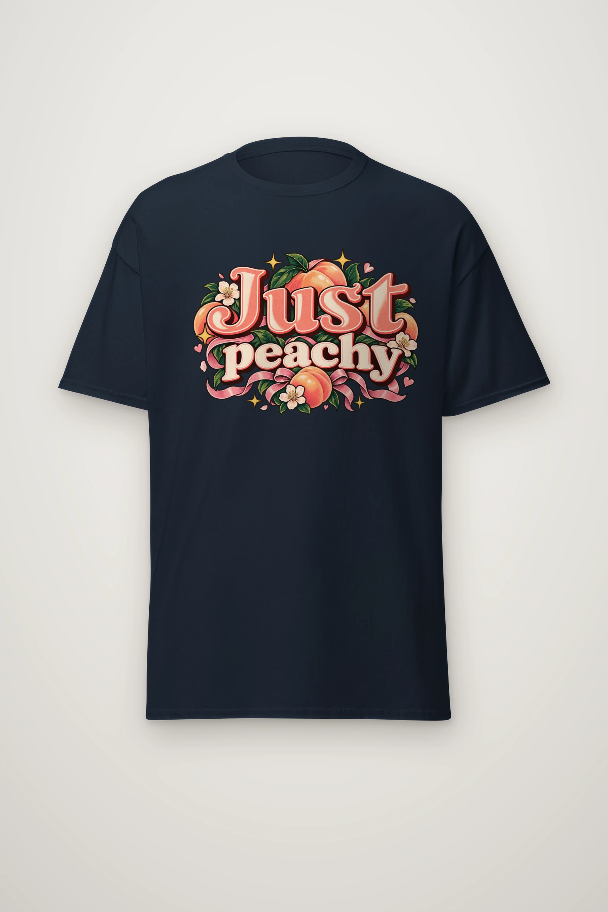 "Peach Ribbon Script" Heavyweight Unisex Crewneck T-shirt